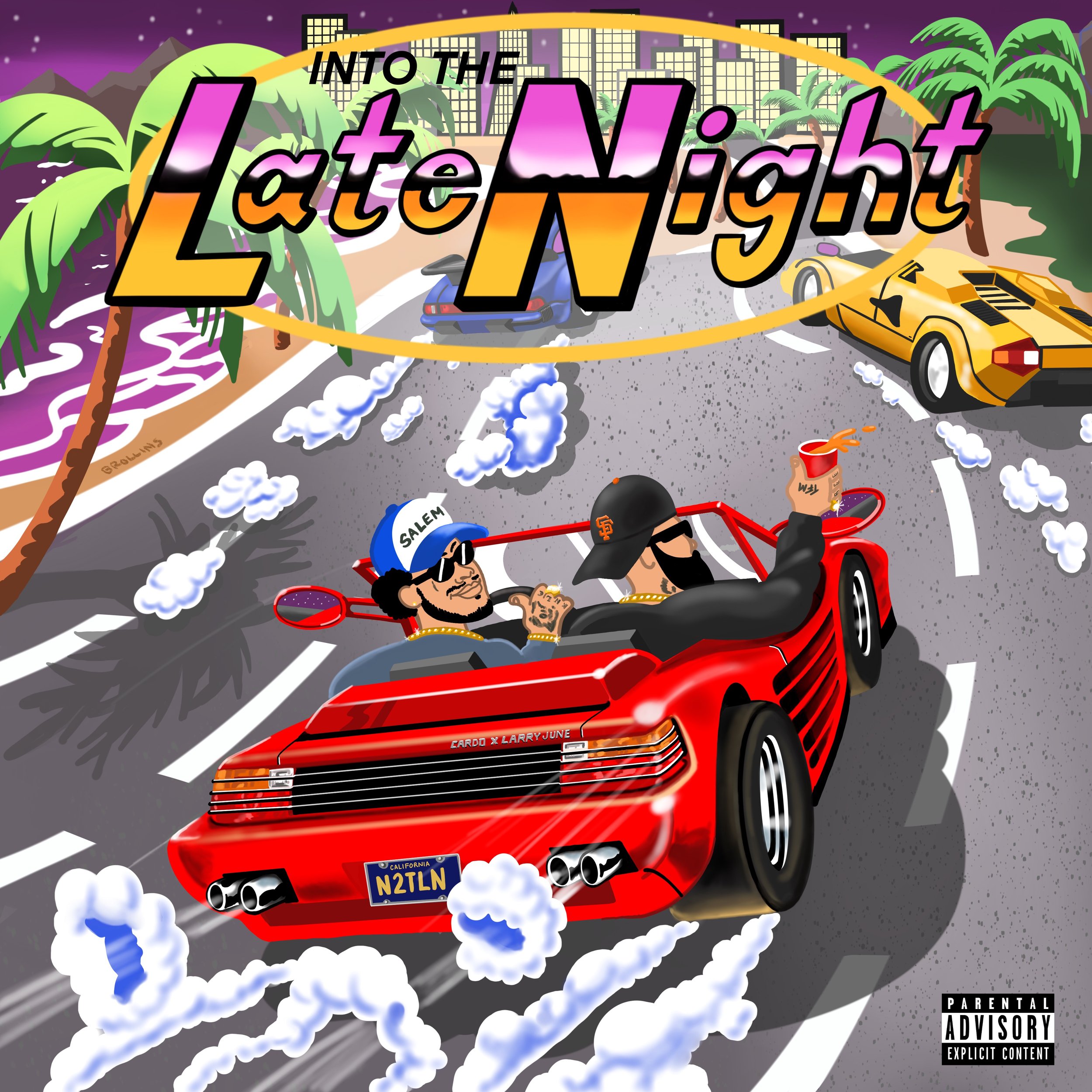 Larry June & Cardo Into The Late Night cover art illustration